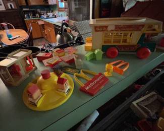 Fisher Price McDonalds sets! Totally made-up and not true fun fact: many of these original play sets were melted down by McDonald’s to make actual food.