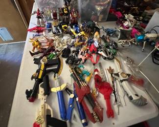 Power Rangers stuff!!! Figures, masks. Weapons, cards…Might Morphing Power Rangers FOREVER!
