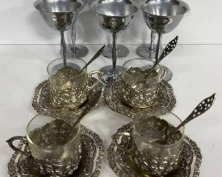 Vintage Raimond Tea Set & Silver Plated Goblet Lot