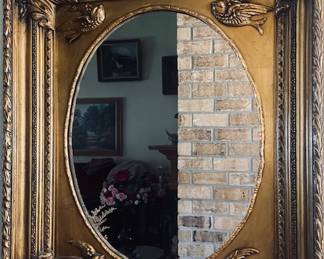 Large Wood Framed Wall Mirror.