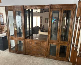 $550.  DREXEL WALL UNIT Lighted with Glass Shelves & Drawers