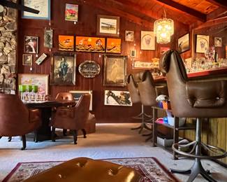 Gallery Wall w/low poker table, bar stools.