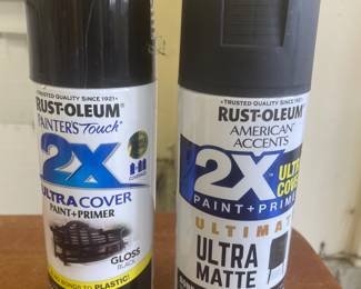 Black gloss spray paint and Black Ultra-matte,  $4 each