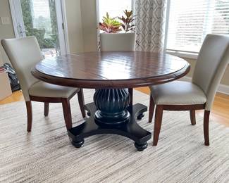Hooker Dining Table + 3 chairs + 1 leaf (20"), 54" diameter x 30"H,  was $1200, NOW $995