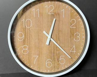 Wood grain and white clock,  was $10, NOW $7