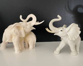 Mom & Baby elephant (Tusk chipped), 7" x 7",  was $9, NOW $7.  Andrea by Sadek small ceramic elephant, 6",  was $12, NOW $9