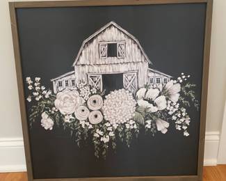 Barn floral picture, 24" x 24",  was $22, NOW $15
