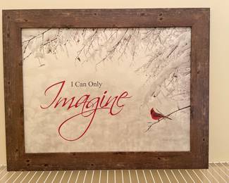I Can Only Imagine red cardinal winter scene framed picture, 29"W x 22"H,  was $34, NOW $24
