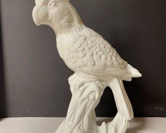White ceramic parrot, 11" x 18"H,  was $45, NOW $34