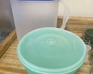 Tupperware pitcher w/lid,  was $7, NOW $4.  Tupperware lettuce container,  was $5, NOW $3