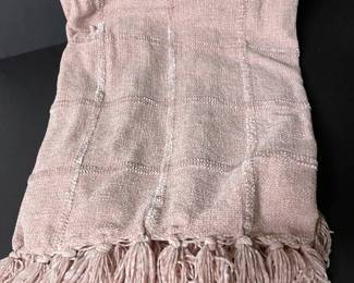 Pink plush throw with tassels,  was $8, NOW $6