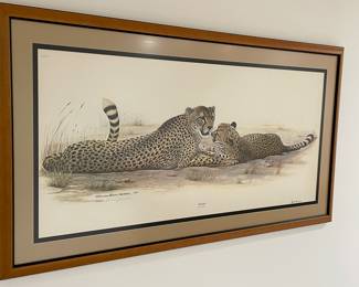 Framed Cheetah print Richard Evans Younger lithograph, 45"W x 25"H,  was $125, NOW $88