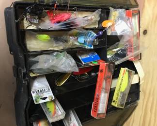 Double-sided tackle box , huge variety of big fish lures & Misc.,   was $70, NOW $45