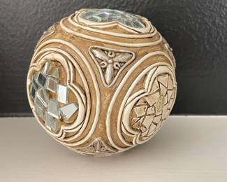 Beige and mirrored decorative ball,  $5