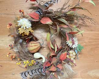 Fall partridge feather wreath,  was $25, NOW $18
