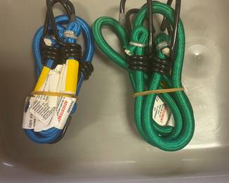 Blue and green bungee cords,  $4 each