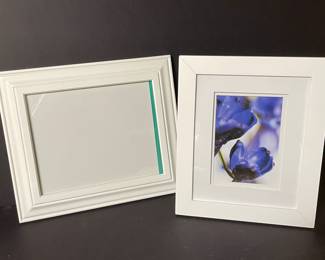 White frame, 12" x 14',  was $10, NOW $6.  Purple floral white frame, 10" x 12",  was $10< NOW $6