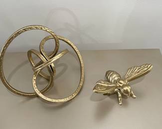 Gold twisted decorative decor, $28.  (Gold bee, 8"L x 4"W,  $14/SOLD)