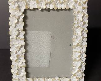 White floral petal frame, 7.5" x 8",  $10