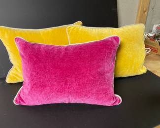 2 yellow down filled pillows, (Pink pillow not for sale), 20" x 13".  was $40, NOW $32