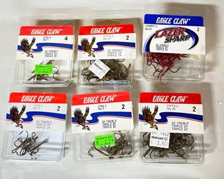 Eagle claw hooks, five 2's and one 4,  was $6, NOW $5