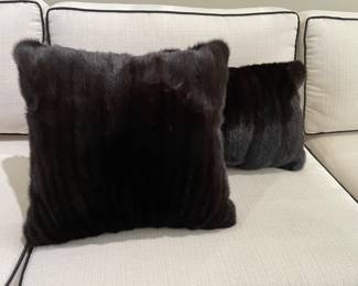 Pair of real mink pillows, 14" x 14' and 20"W x 20"H,  $54