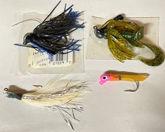 Set of 4 - tail grub rig, bass tackle, road runner,  was $12, NOW $9