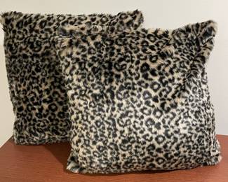 Pair of cheetah print pillows, 17" x 17",  $24