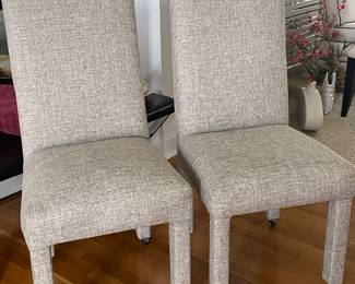 Pair of linen chairs on casters, was $199, NOW $145