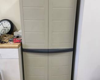 Grey storage cabinet, 2 available, 69"H x 30"W x 19"D, was $75 each, NOW $48 each