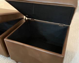 Additional view of Brown hinged storage ottoman ~