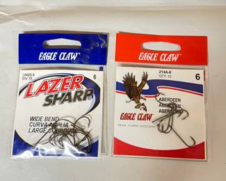 Eagle claw wide bend large hooks, Eagle claw Aberdeen, was $3, NOW $2