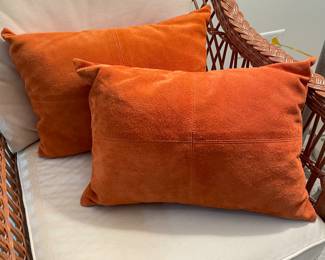 Suede burnt orange pillows, 18"W x 12"H,  was $30, NOW $22