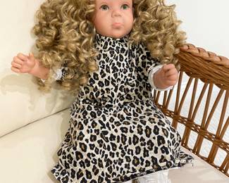 Curly Hair doll in leopard dress,  was $20, NOW $12