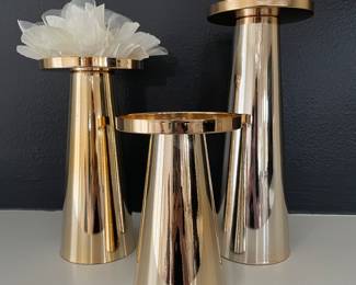 Set of 3 Gold candle holders, 10"H, 8"H, 6"H,  was $20, NOW $14