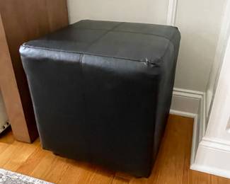 Black leather stool, 2 available, 18" x 18" x 18",  was $50 each, NOW $35 each