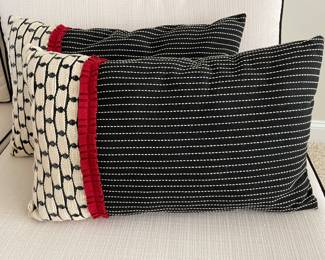 set of 2, Black, ivory, red pillows, 21" x 12",  was $40, NOW $30