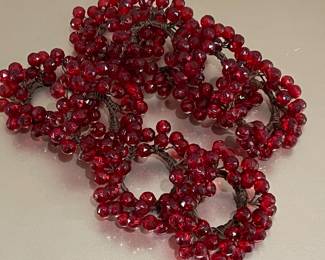 8 red beaded napkin rings,  was $12, NOW $10