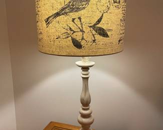 Ivory lamp with bird shade, 31"H,  $34