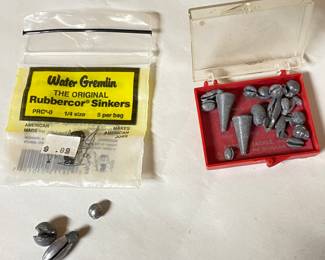 Assortment of sinkers, Water gremelins/red box  was $5, NOW $4