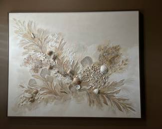 Anita Baldwin mixed media sea shell painting, 3 dimensional,  52"W x 40"H,  was $295, NOW $215