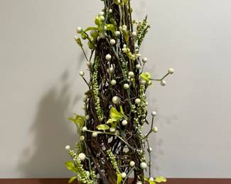 Wood twig tree with greenery and white berries, 20"H,  was $14, NOW $10