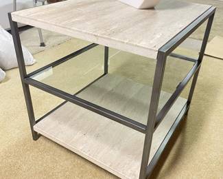 Light driftwood end table with glass shelf, 23"W x 24"H x 26"D,   was $235, NOW $185