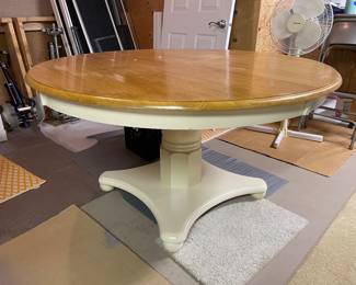 Wooden pedestal dining table, 54"D x 30"H,  was $350, NOW $275
