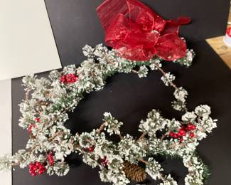 Flocked garland w/red berries, was $10, NOW $7
