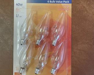 6 pack 40W crystal clear bulbs,   was $4, NOW $3