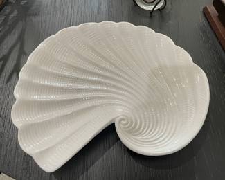 White ceramic Shell dish, 9.5"W x 8"H,  was $10, NOW $8