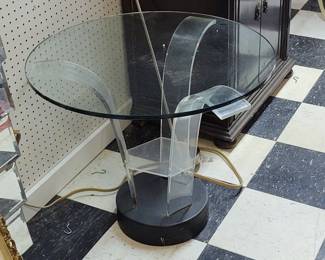 1960s plexiglass and glass table