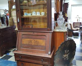 Victorian era desk with showcase