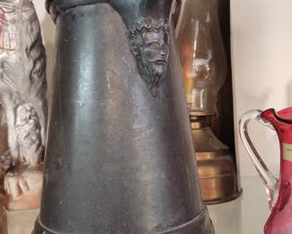 Pewter kettle w/ mans face